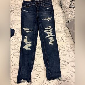 American eagle distressed patches skinny jeans. Size 12